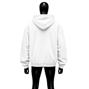 Sudadera con capucha blanca con estampado gráfico Holy Sun Bird, estilo vintage, oversize, streetwear, con efecto desgastado, informal, unisex, urbana - Product Image 2