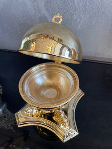 Handmade <b>Polished</b> Metal Bowl Set With <b>Black</b> Caviar Serving Design For Wedding Luxury Dining Table Decor By UO INDIA - Product Image 6