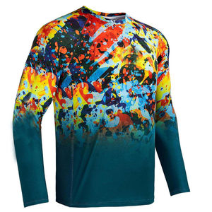 Camiseta Deportiva de Pesca para Hombre, Manga Larga, Secado Rápido, Estampada, Cuello Redondo, Corte Regular, Algodón/Fibra de Bambú, Tejido Sólido - Product Image 2