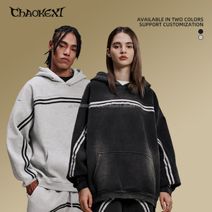 Custom Autumn and Winter New <b>American</b> High Street Plus Velvet Hooded Sweater Washing Retro Men's and Women's Sports <b>Hoodies</b> - Product Image 3