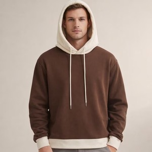 Sweat-shirt à capuche surdimensionné pour homme, couleur unie, 100% coton, tissu molletonné français, vêtement décontracté, coupe classique, longueur normale, automne - Product Image 2