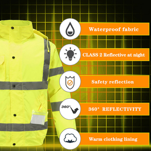 Comfortable <b>Worker</b> Protection <b>Jacket</b> High Visibility Reflective Safety Multi-Pockets Workwear for <b>Workers</b> Security Clothing - Product Image 5