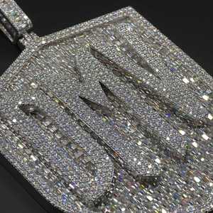 Pendentif Hip Hop personnalisé fait main en argent 925 avec émeraude VVS et moissanite taillée, style Iced Out, bijou de déclaration pour toutes les occasions - Product Image 1