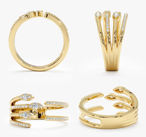 Anillo Apilable de Diamante de Laboratorio Chapado en Oro con Certificación IGI, Corte Brillante Redondo, para Mujer - Regalo de Compromiso, Boda y Aniversario - Product Image 2