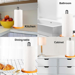 Wooden Base <b>Paper</b> Towel Holder Countertop, <b>Kitchen</b>-Towel-Holder FreeStanding with Non-Slip Base for Bathroom Roll Holders - Product Image 4