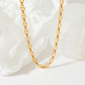 BJ0214, chapado en oro Real de alta calidad, Hip Hops, nariz de cerdo, collar de cadena de 7mm, cadena de eslabones de café de acero inoxidable - Product Image 4