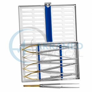 Juego de 5 Piezas de Microcirugía TC Castroviejo con Casete de Esterilización, Portaagujas Oftálmico, Instrumentos con Certificación CE - Product Image 5