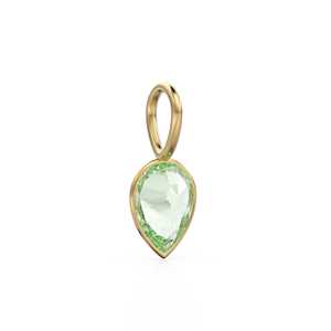 Colgante de oro macizo amarillo de 14k con prasiolita, bisel para joyería / Piedra de nacimiento de agosto / Gema de amatista verde de 7mm / Forma de pera - Product Image 5