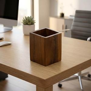 Portalápices de Madera Hecho a Mano para Decoración de Mesa de Oficina, Organizador de Escritorio de Madera, Soporte para Bolígrafos para Material Escolar y de Oficina - Product Image 4
