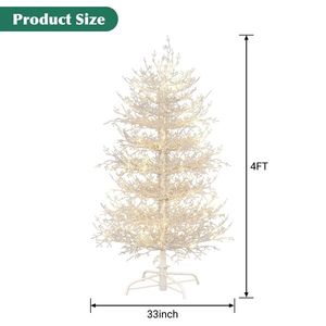 4FT Pre-Lit Aspen Fir Christmas <b>Tree</b> Hinged Xmas <b>Tree</b> 280 Snow Flocked Branch Tips 230 Warm White <b>LED</b> Lights for Holiday - Product Image 5