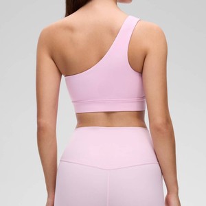 Summer Breathable Women <b>One</b> Shoulder Asymmetrical Neck Sports Bra Set Seamless Yoga Wear Pink Halter Neck Women Sporty Bras - Product Image 2
