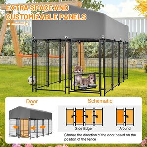 Recinto per Cani XXL Resistente 1.29m x 2.38m x 1.47m, Resistente ai Raggi UV, Impermeabile, per Esterni, per Razze Grandi - Product Image 6