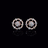 Anting-anting stud emas mawar 14K LILABA dengan batu alam bentuk bunga, potongan brilian, bersertifikat GGL, setting cakar, imut untuk wanita