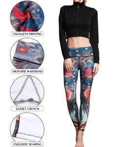 <b>Women's</b> High Waist Gym Pants Custom Sublimated <b>Leggings</b> with Tummy Control Mid Waist Workout Running <b>Legging</b> - Product Image 4