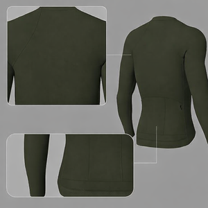 Maillot de cyclisme sans col pour homme TRIBON SPORTS, vert olive, fermeture éclair, réfléchissant, respirant, 100% polyester, sportif - Product Image 4