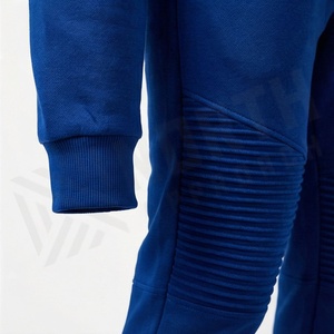 Survêtement bleu à capuche pour homme, fermeture éclair intégrale, vêtements de sport décontractés avec poches latérales, coupe régulière, polyester et coton, vêtements d'automne - Product Image 6