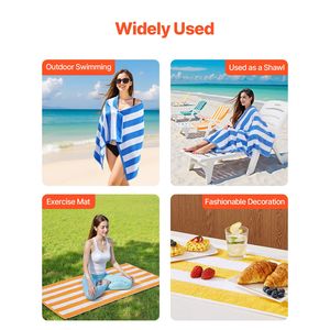 Set di 4 Teli da Spiaggia Oversize 100% Cotone 30 X 60, Telo Piscina Grande a Righe Cabana, Asciugatura Rapida, Morbido e Spesso con Borsa - Product Image 6