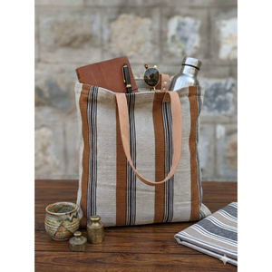 Bolso de Mano Hecho a Mano de Cuerda de Algodón Suave, Azul Beige a Rayas, Tejido, Impermeable, para Playa o Mercado, de Gran Capacidad - Product Image 2