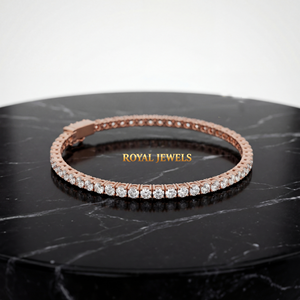 Bracelet tennis en or rose avec diamants de laboratoire pour femme, coupe brillant ronde, bijou de mariage et de fête - Product Image 2