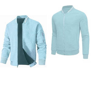 Customizable Lightweight Men's Varsity Coat Casual Bomber <b>Jacket</b> <b>Zipper</b> Closure Stand Collar Woven Breathable Washed OEM Service - Product Image 3