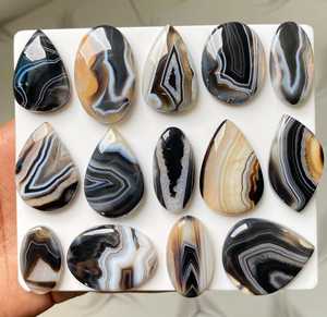 Wholesale Natural Black White Agate Oval Cut Gemstone Polished For Jewelry Making Banded Agate Sulemani Hakik MAHNAJ GEMS - Product Image 6