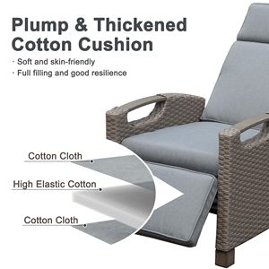 Sedia Reclinabile da Esterno con Tavolino Pieghevole, in Vimini Intrecciato a Mano, Angolo Regolabile, Cuscini Spessi 6,8 cm per Uso in Giardino - Product Image 2