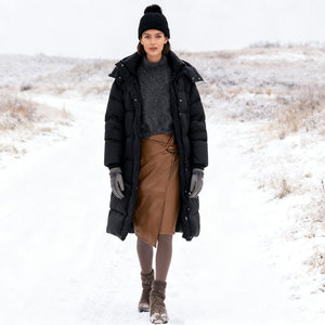 Falda Midi de Punto con Cintura Alta y Diseño Cruzado en Piel Sintética para Mujer, Estilo Casual de Negocios - Product Image 6