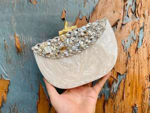 Bolso de mano de lujo de tela no tejida con adornos florales hechos a mano, para noche, boda, fiesta nupcial, venta al por mayor - Product Image 4