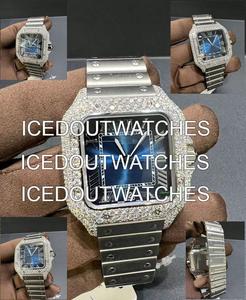 Reloj de Cuarzo para Hombre con Esfera de Cristal Personalizada, Caja Cuadrada de Acero Inoxidable con Moissanita, Resistente al Agua 10 Bar, Cierre de Pulsera - Product Image 2