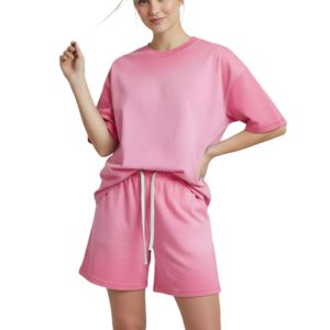 Nuevo Conjunto de Verano Casual para Mujer, Dos Piezas, Tallas Grandes, Shorts Transpirables por Encima de la Rodilla, Camisetas y Shorts, Venta al Por Mayor - Product Image 1