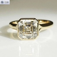 Cincin Pertunangan/Pernikahan/M Janji Mewah Berlian CVD Buatan Laboratorium Potongan Asscher/Square Emerald 3 CT Bersertifikat IGI Emas 14k