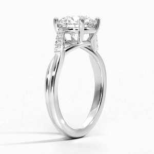 Anillo de compromiso de moissanita Chamise con banda entrecruzada pavé y engaste de puntas, chapado en oro de 14K sobre plata con detalles florales, GRA - Product Image 6