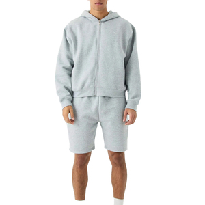 Ensemble short et sweat à capuche gris clair pour homme, respirant et personnalisé, séchage rapide - Product Image 1