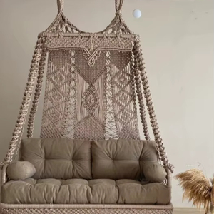 <b>Macrame</b> Brown Garden Swing,<b>Macrame</b> Double Swing,Hanging Swing,Balcony Swing,Patio Swing - Product Image 1