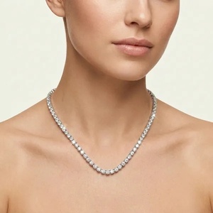 Collier tennis en diamant de laboratoire, or blanc 14 carats plaqué rhodium, cadeau de mariage pour femme - Product Image 2