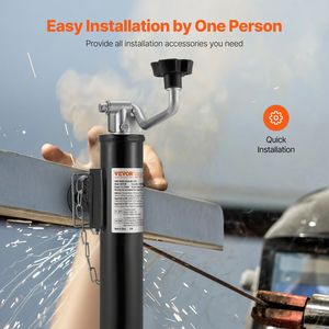 Gato giratorio para remolque con capacidad de carga dinámica de 2000 lb, elevación de 10 pulgadas, montaje en tubo soldable, con mango de soporte para remolques de carga y utilitarios - Product Image 3