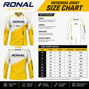 Maillot de motocross RONAL SPORTS à manches longues jaune et blanc, sublimation, séchage rapide, unisexe, adulte, vêtements de course moto, maillot de motocross à séchage rapide - Product Image 6