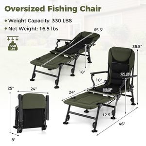 Chaise de pêche pliable surdimensionnée avec repose-pieds amovible, siège confortable et portable pour les pêcheurs - Product Image 4