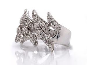 Iced Moissanite Double Row Cuban Link Cluster <b>Ring</b> 925 Sterling Silver Rhodium Plated Hip Hop Style Unisex Gift <b>for</b> <b>Men</b> Women - Product Image 3