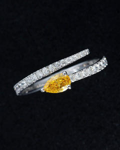 IGI/GIA Lab Grown Vintage 14k or jaune mariage/bague de fiançailles avec diamant taille poire unisexe parfait cadeau de fête d'anniversaire - Product Image 2