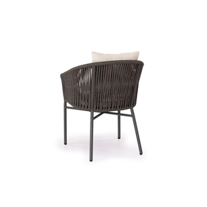 Silla de comedor moderna hecha de aluminio de calidad con cuerda tejida y cojín para uso en exteriores. - Product Image 3