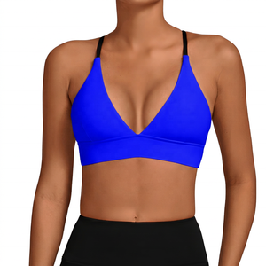 Women's White Deep V-Neck Yoga Sports Bra Medium Support Breathable Solid Color - Product Image 4