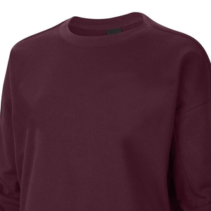 Sudadera Oversize de Mujer con Cuello Redondo, Color Liso, Hombros Caídos, Manga Larga, Tejido de Algodón, para Otoño, con Bordado Frontal - Product Image 6