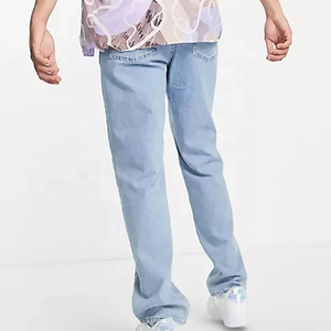 CLOVIX SPORTS Pantalon cargo en jean ample vintage personnalisé pour homme, style Y2K streetwear, délavé à l'acide, bleu vieilli, taille haute, léger - Product Image 3
