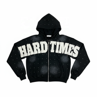 Sweat-shirt à capuche personnalisé pour homme, imprimé lettres Hard Times, coupe ajustée, en molleton bouclette 100% polyester, ODM
