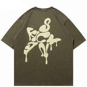 T-shirts en coton pour hommes, t-shirts OEM ODM personnalisés en coton, t-shirts pour hommes en coton grande taille, col rond, épaules tombantes, coton de qualité supérieure - Product Image 1