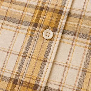 Chemise à manches longues pour homme en coton à carreaux beige moutarde doré, décontractée, boutonnée, personnalisable, vente en gros, vêtements de mode - Product Image 5