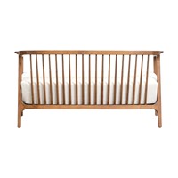 Canapé de jardin moderne de style japonais en teck massif du milieu du siècle, 2 places, avec revêtement en tissu, pour salon