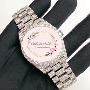 Reloj Unisex Hip Hop con Diamantes, Esfera Azul Totalmente Cubierta de Moissanita VVS, Diámetro de Esfera de 41 mm, Reloj Unisex Personalizado - Product Image 1