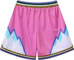 Men's Pink Mesh Basketball <b>Shorts</b> Print Drawstring Closure Breathable Summer Regular Fit Adult - Product Image 2
